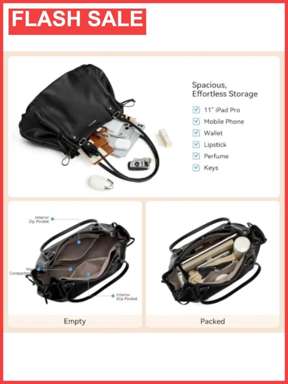 Large Slouchy Hobo Shoulder Bag Vegan Leather Drawstring Tote for Women